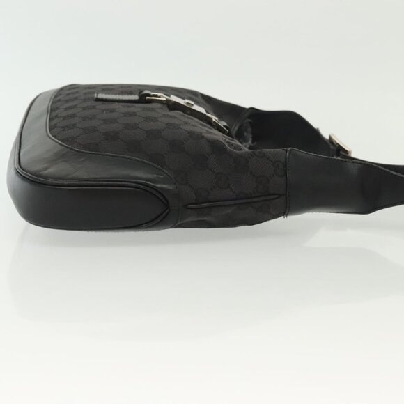 GUCCI GG Canvas Jackie Shoulder Bag Black Silver - Picture 4 of 15